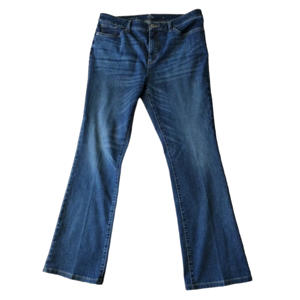 St Johns Bay Jeans Women's‎ 16T Blue Denim Petite Boot Cut Leg Stretch Dark Wash